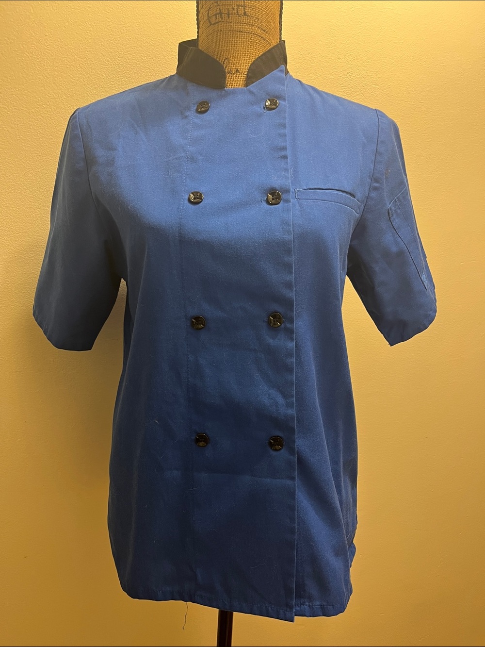 Double-Breasted Chef Coat Shirt - Blue